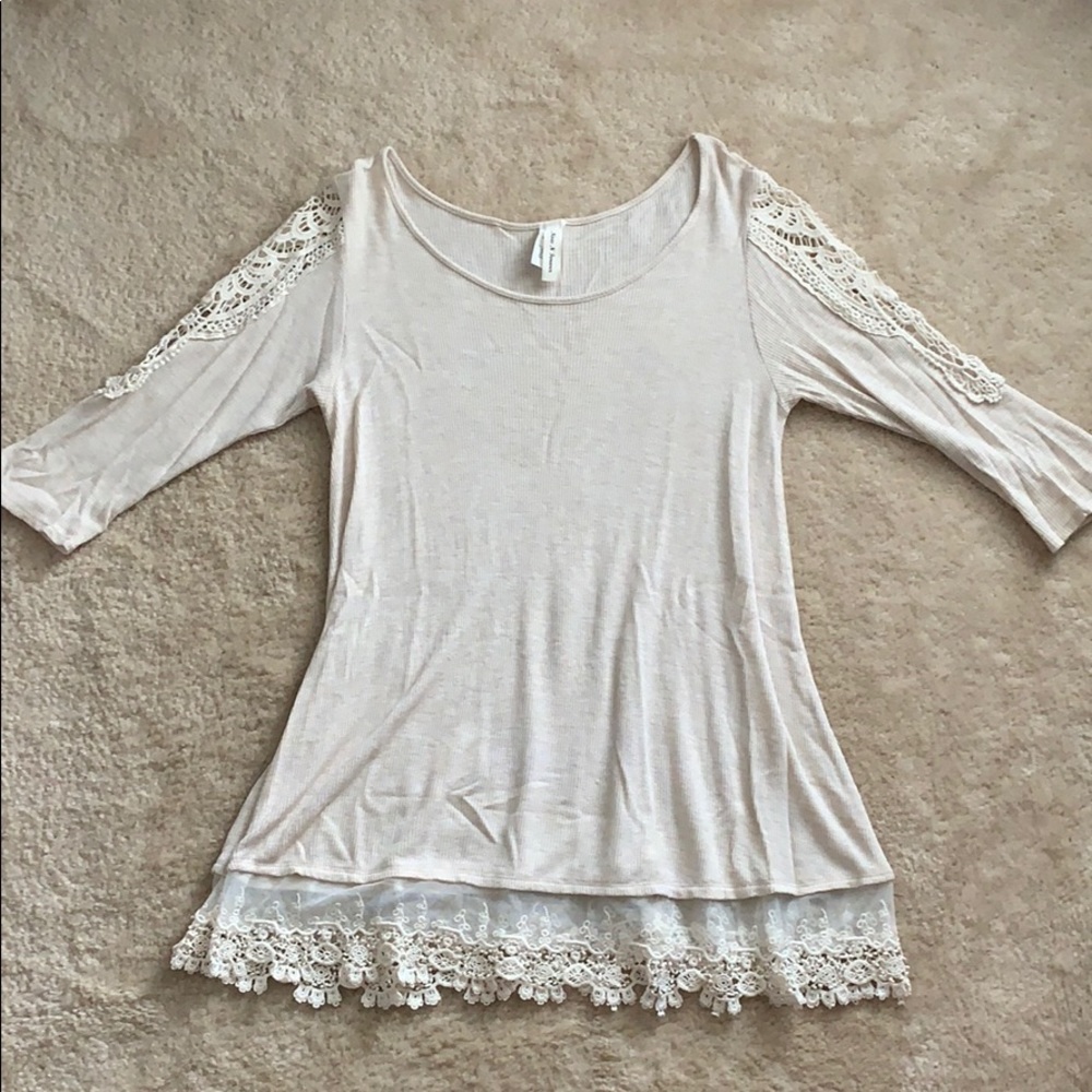 Cream Lace Detail Top